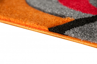 Preview: Kinderteppich Schmetterling Design Orange Rot Grau Grün Weiss