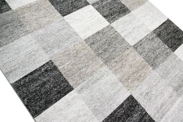 Preview: Teppich Karo Kurzflor in Grau