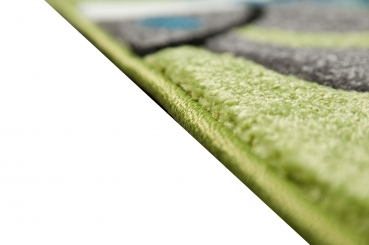 Preview: Kinderteppich Schmetterling Design Grün Pink Grau Türkis Weiss