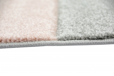 Preview: Moderner Teppich mit Karo Muster in Rosa Grau Creme