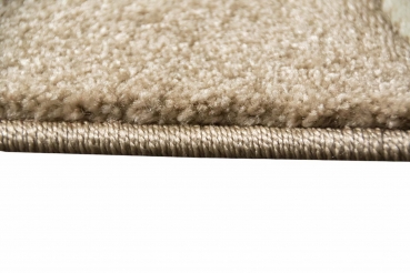 Preview: Designer Teppich mit Konturenschnitt Wellenmuster Braun Beige Mocca