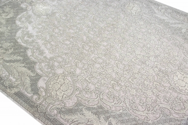 Preview: Teppich mit klassischen Ornamenten in Grau Beige