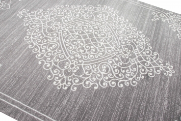 Preview: Moderner Teppich mit Glitzergarn in Grau Creme