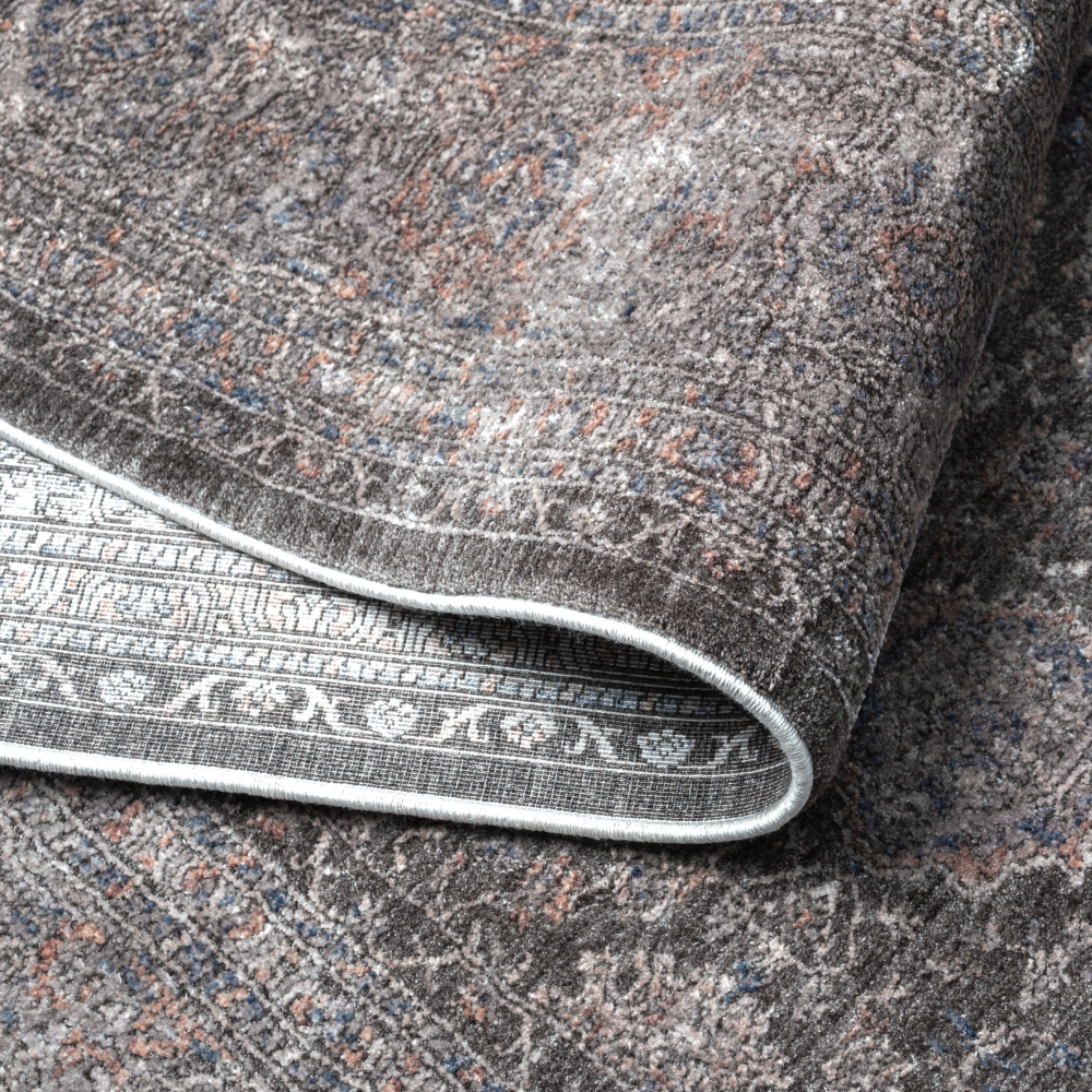 Teppich Orientalisch Blumen Ornamenten in grau blau