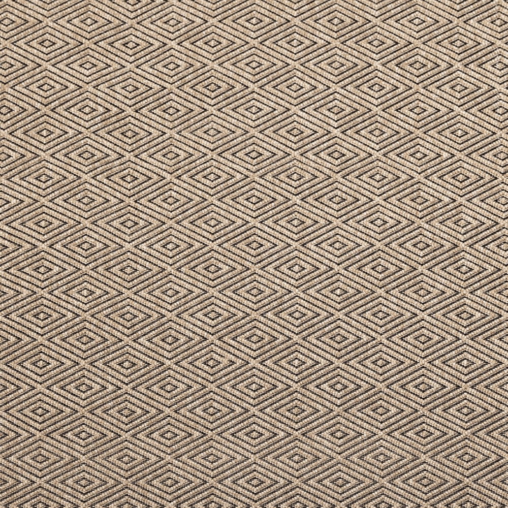 In- und Outdoorteppich mit Rautenmuster beige/schwarz