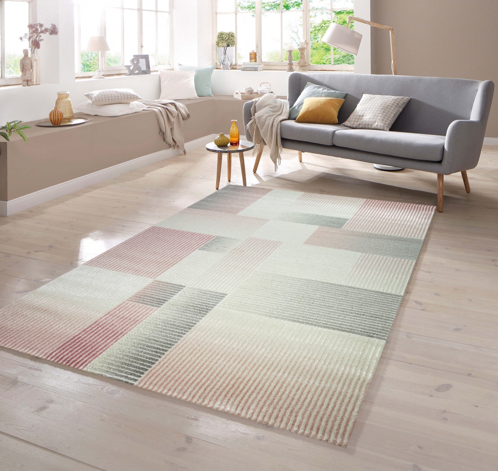 Teppich Karo Design Pastellfarben