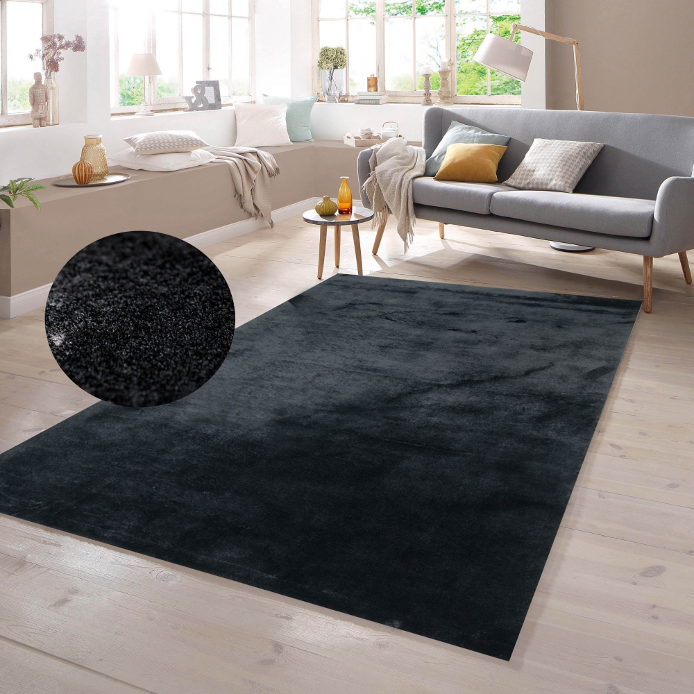 Teppich Shaggy  Flokati in schwarz