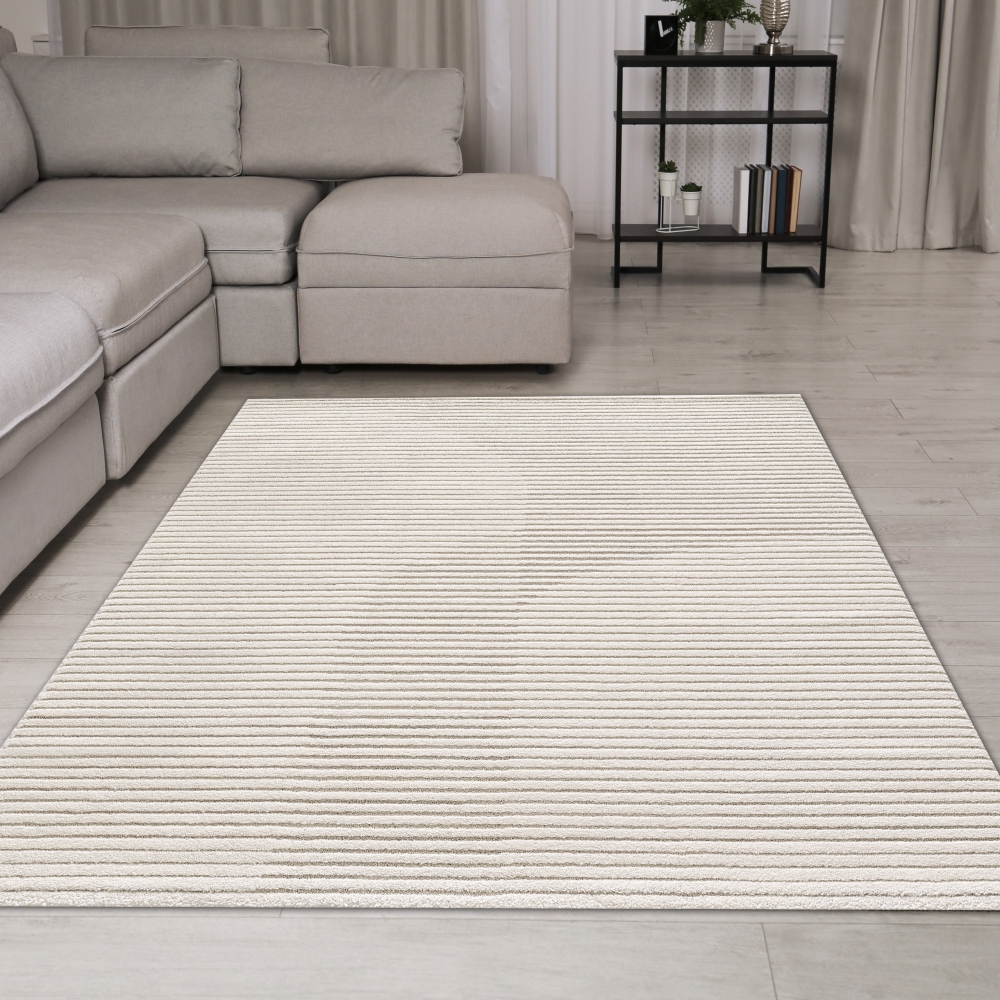 Kurzflor-Teppich tiefe streifen Muster