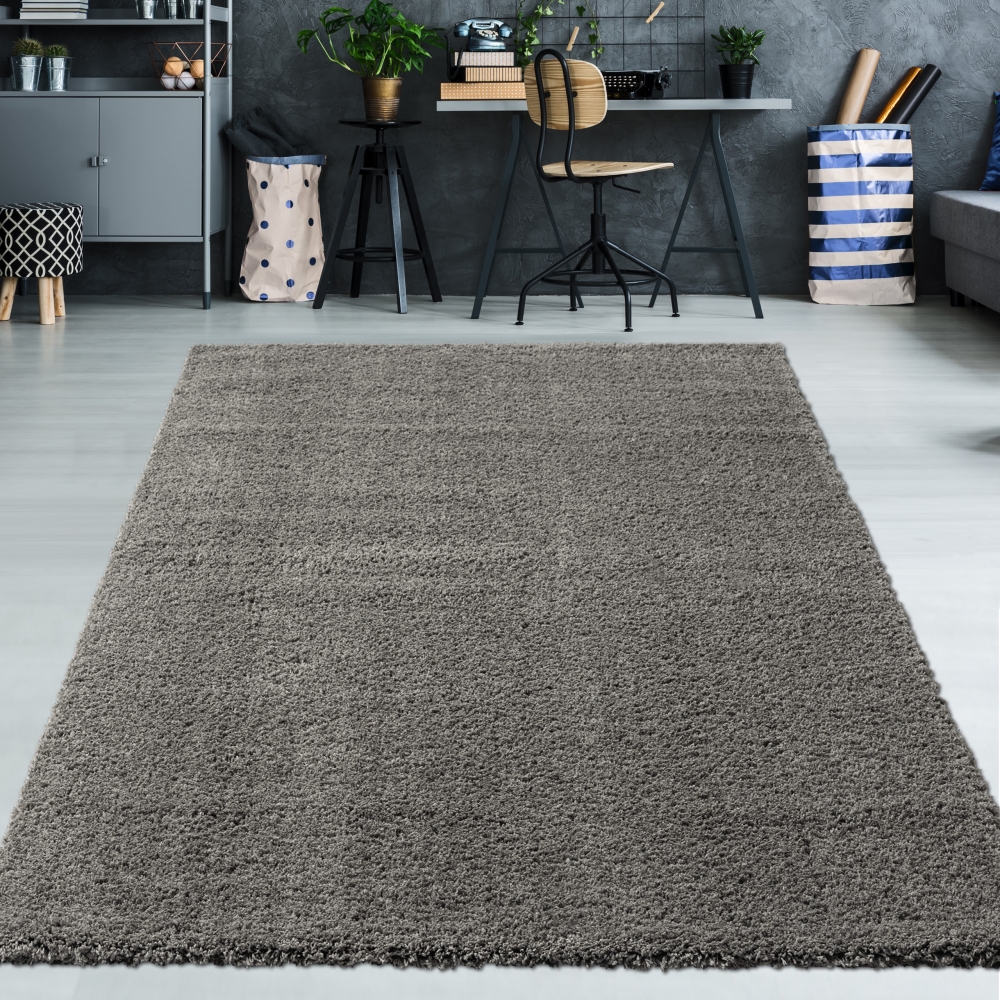 Gemütlicher Designerteppich Gästezimmer einfarbig anthrazit