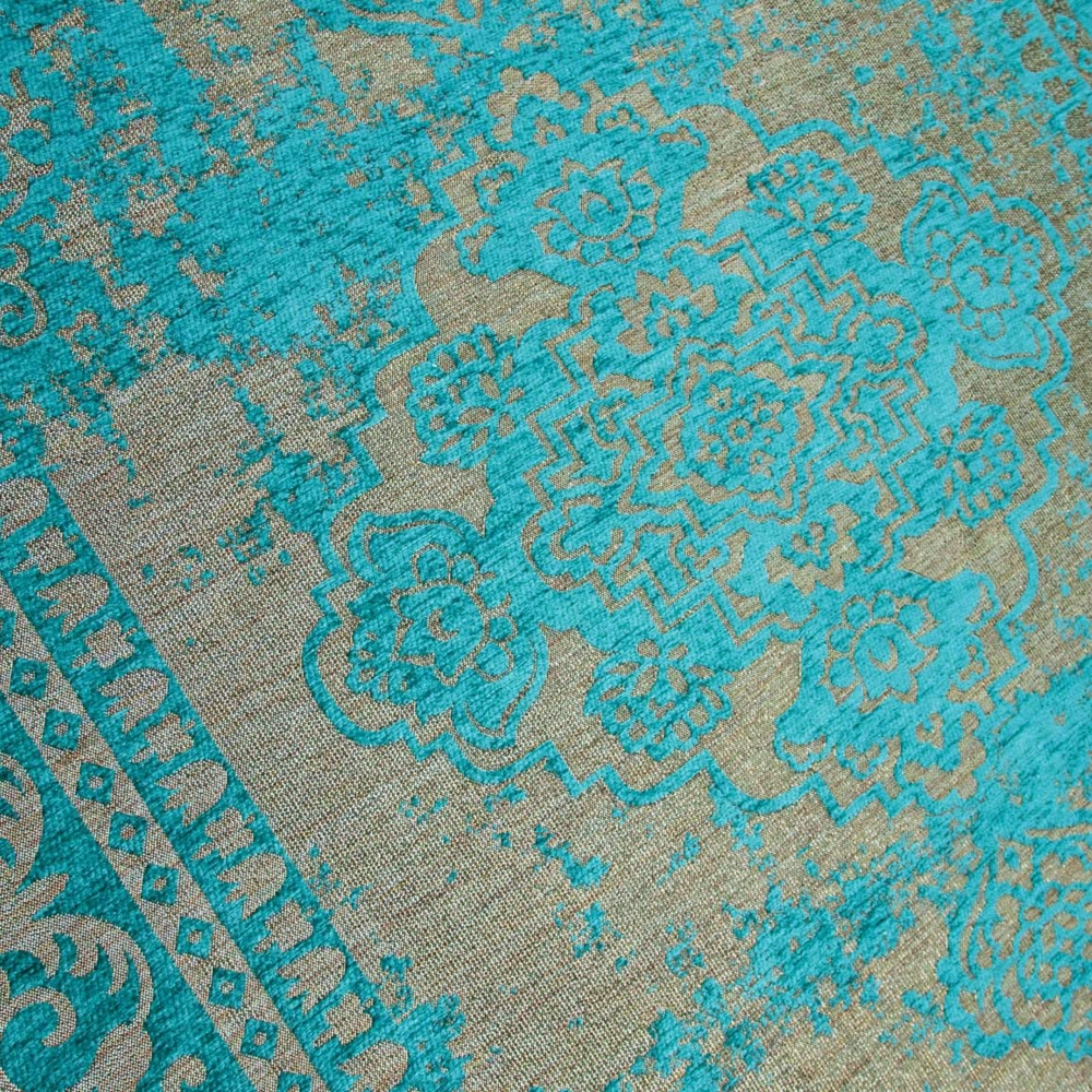 Moderner Teppich mit Bordüre in Türkis Beige