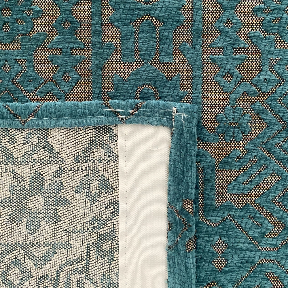 Marokkanischer Teppich blau goldene Ornamenten