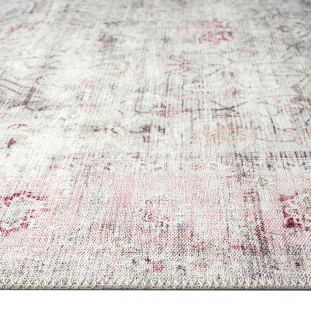 Klassischer Teppich mit Blumen Muster in creme pink