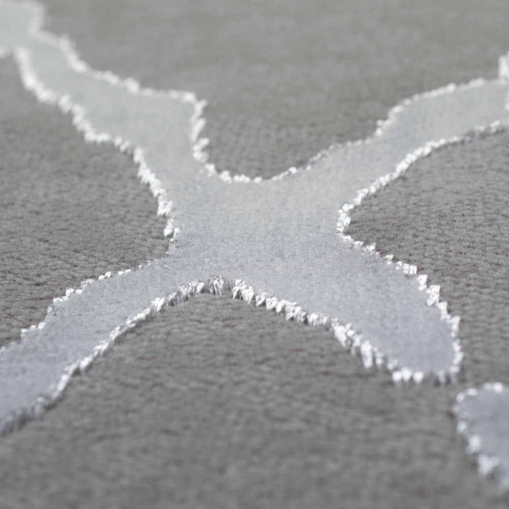 Wohnzimmerteppich Skandinavischer Rauten Muster in Grau