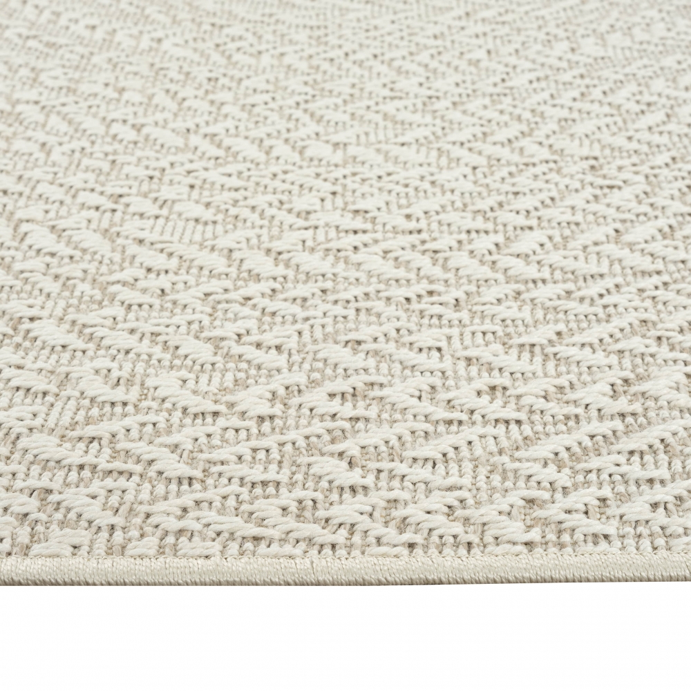 Robuster Outdoor-Teppich mit Rundem Linienmuster in Creme