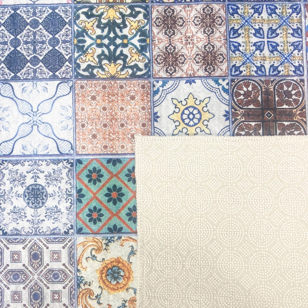 Waschbarer Küchenläufer-Teppich  mit Fliesenmuster in bunt