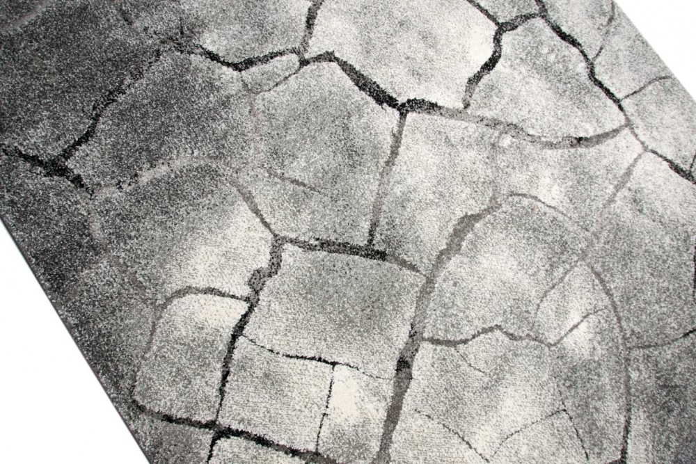 Designer Teppich Stein Optik in Grau Schwarz