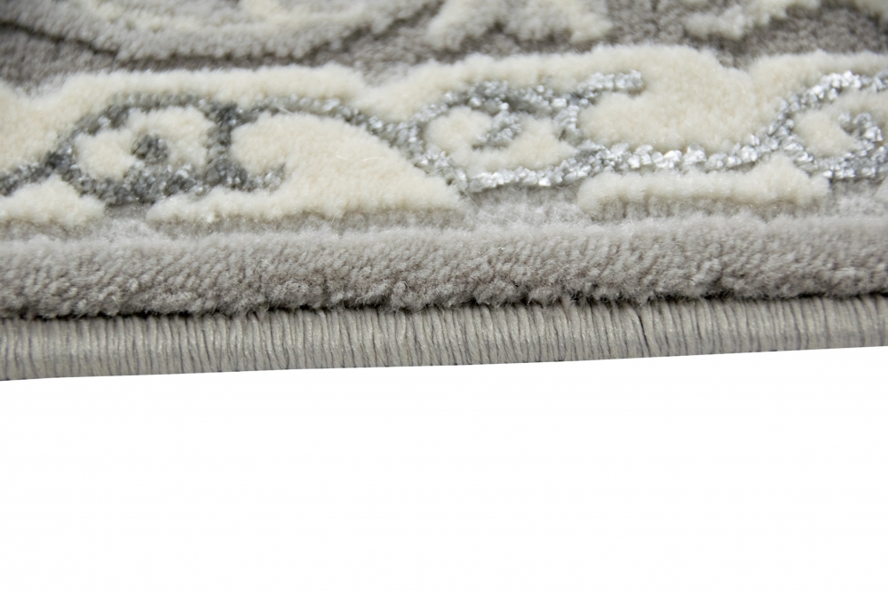 Designer Teppich Orient in Grau Silber Beige