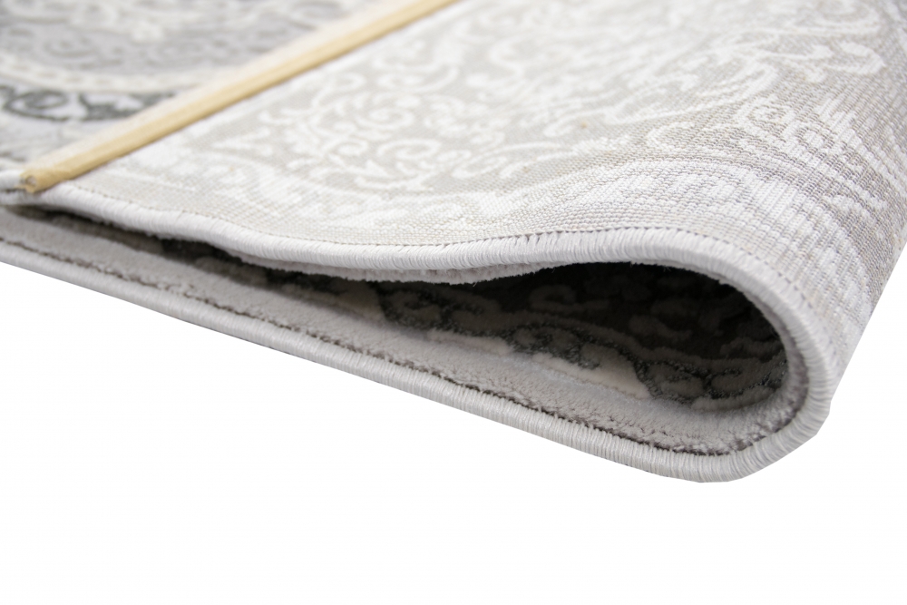 Designer Teppich Orient in Grau Silber Beige