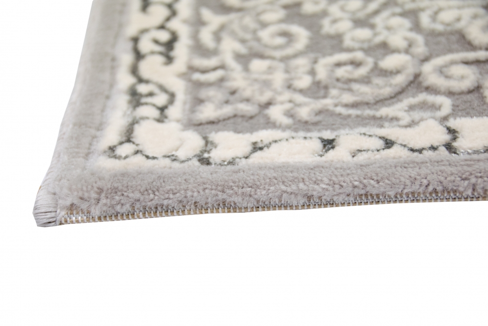 Designer Teppich Orient in Grau Silber Beige