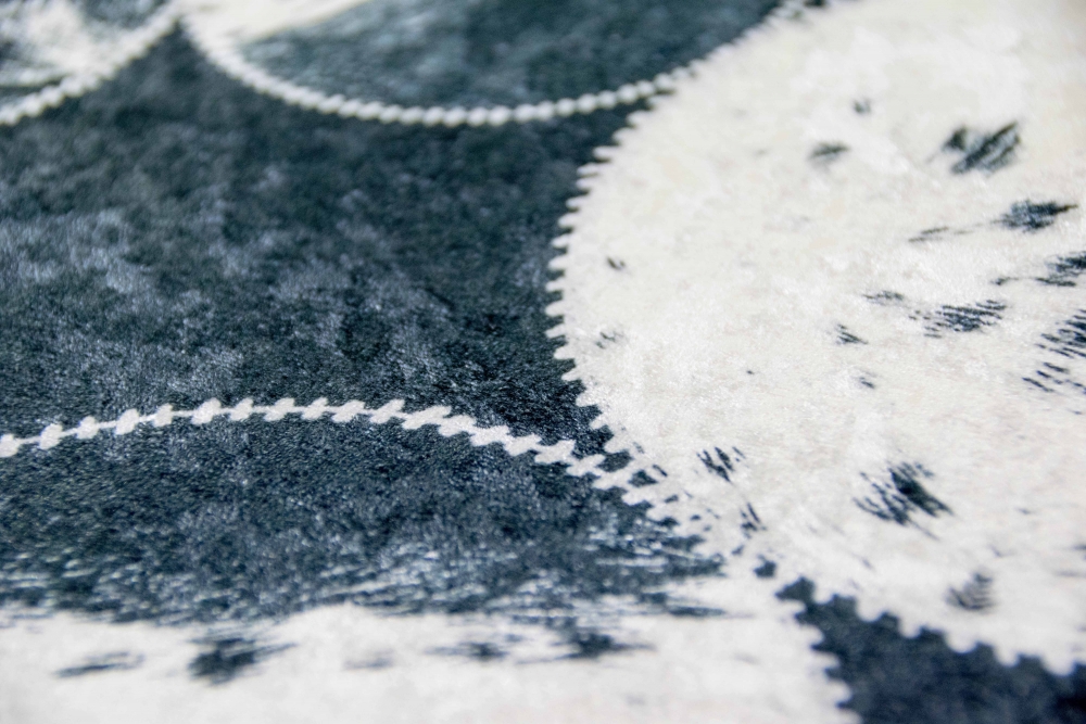 Kuhfell Teppich Patchwork in Schwarz Grau Weiß