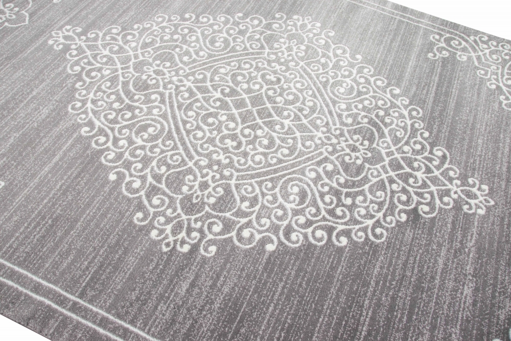 Moderner Teppich mit Glitzergarn in Grau Creme